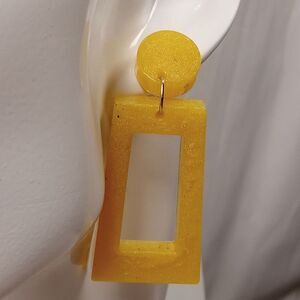 CLEARANCE  Yellow resin stud and rectangle earrings